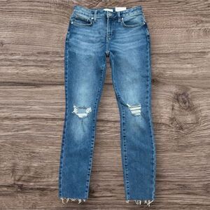 Lauren Conrad Skinny Mid Rise Jeans Size 6 Distressed Blue